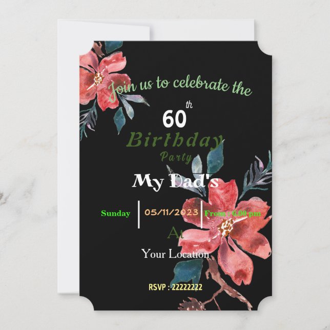 Convite de aniversário de pai (Frente)