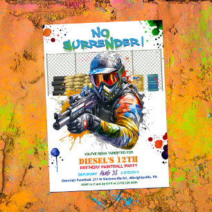 Convite de Aniversário de Paintball