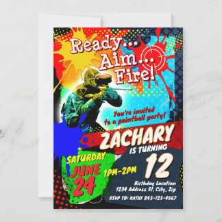 Convite de aniversário de Paintball