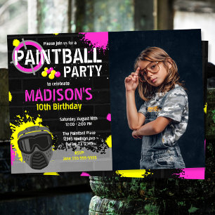 Convite de Aniversário de Paintball com Foto