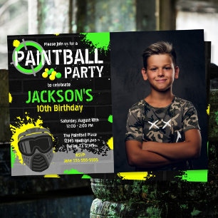 Convite de aniversário de Paintball Party com Foto