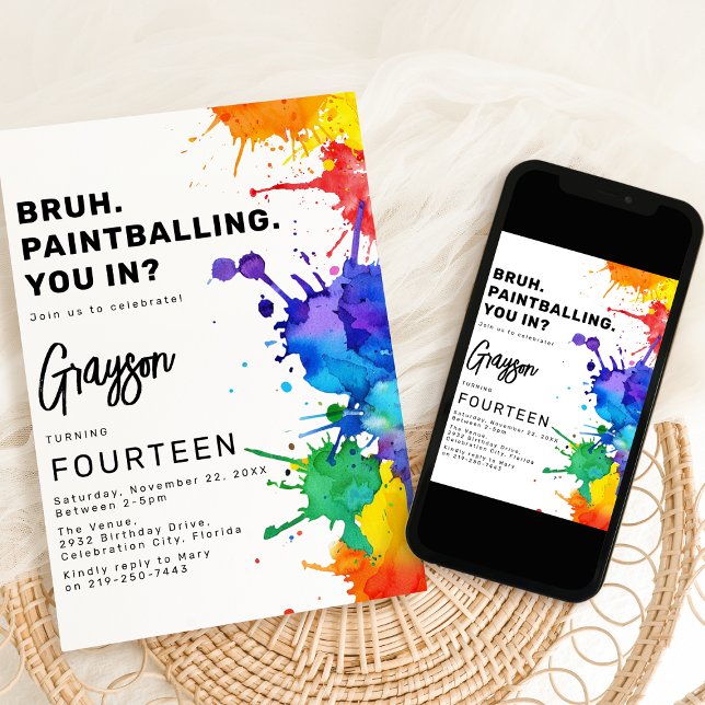 Convite de aniversário de Paintballing (Criador carregado)