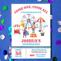 Convite de aniversário de palhaço de circo