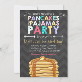 Convite de aniversário de Pancake e pijamas
