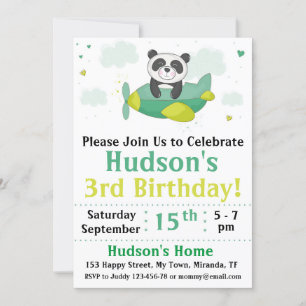 Convite de aniversário de Panda