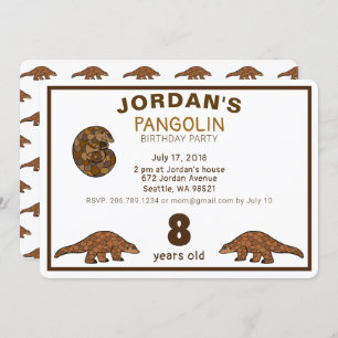 Convite de aniversário de Pangolin
