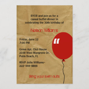 Convite De Aniversário De Papel Marrom Desenhado