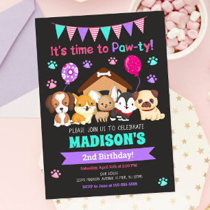 Convite de aniversário de papoila/pata-menina