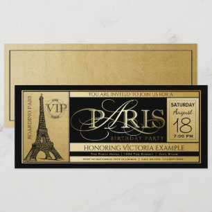 Convite de Aniversário de Paris em Cartão de Embar