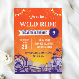 Convite de aniversário de parque de diversões