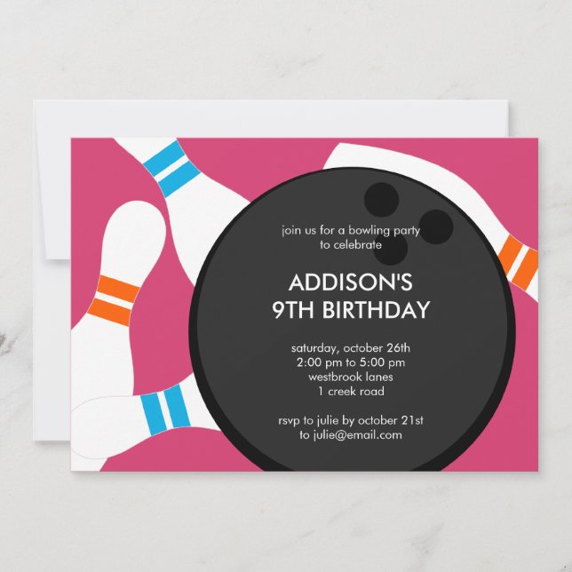 Convite de aniversário de Partido de Boliches - Ro (Frente)