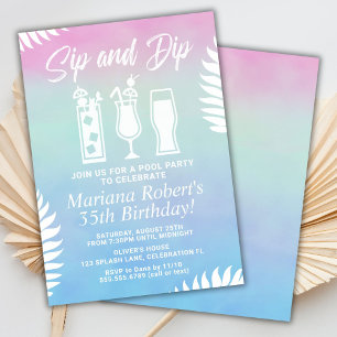 Convite de aniversário de Partido de Piscina de Si