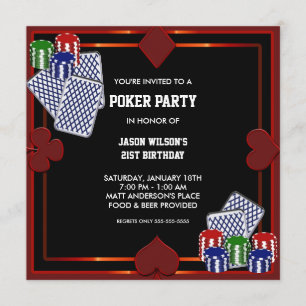 Convite de aniversário de Partido Poker