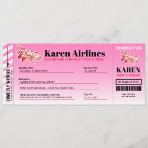 Convite de aniversário de Passagem de Avião