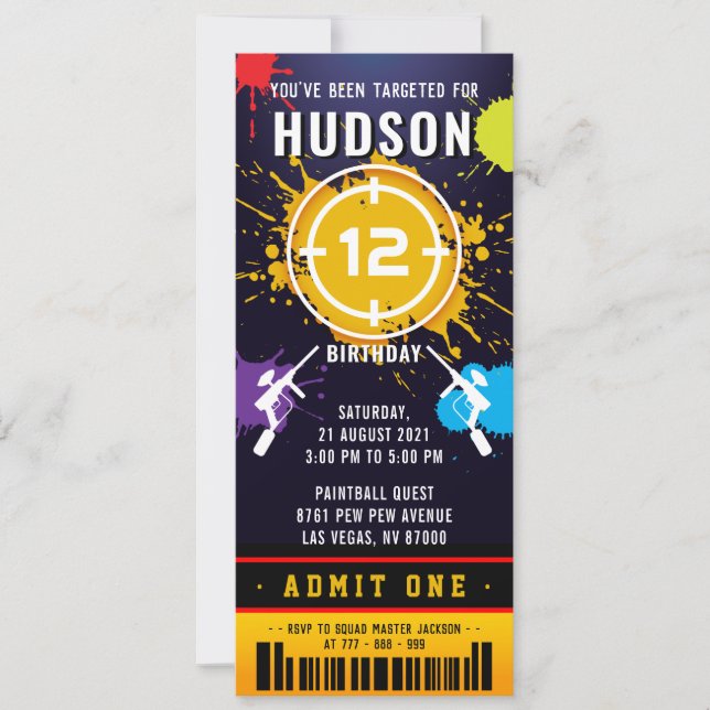 Convite de aniversário de Passagem de Tíquete de P (Frente)