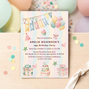 Convite de Aniversário de Pastel Macio Infantil