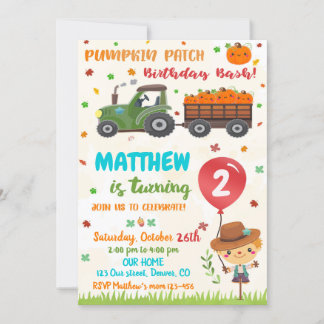 Convite de aniversário de patch para a abóbora