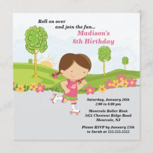 Convite de aniversário de Patinação de Brunette