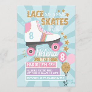 Convite de aniversário de patinação do cilindro
