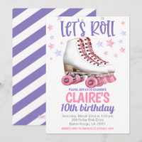 Convite de aniversário de patinação do cilindro