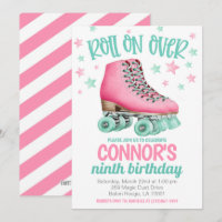 Convite de aniversário de patinação do cilindro