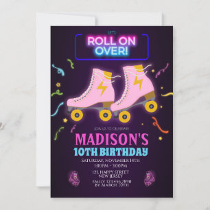 Convite de Aniversário de Patinação Neon