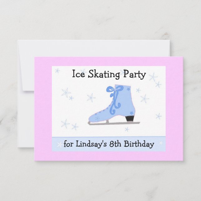 Convite de Aniversário de Patinação no Gelo (Frente)