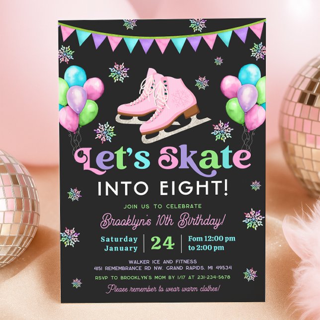 Convite de Aniversário de Patinação no Gelo (Ice Skating Birthday Invitation
)