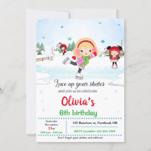 Convite de aniversário de patinação no gelo Con