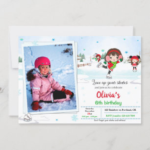 Convite de aniversário de patinação no gelo Con