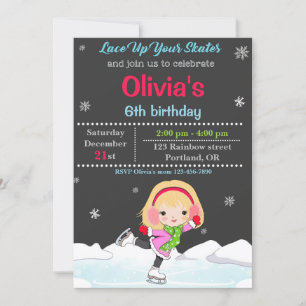 Convite de aniversário de patinação no gelo Con