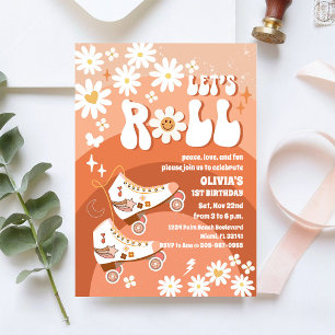 Convite de Aniversário de Patinação no Rolo Retrô