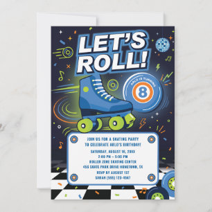 Convite de Aniversário de Patinação Sobre Rodas pa