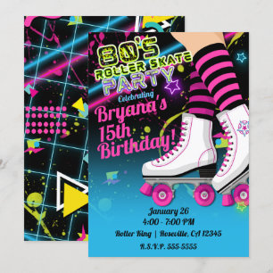 Convite de Aniversário de Patins de Roda Retrô dos
