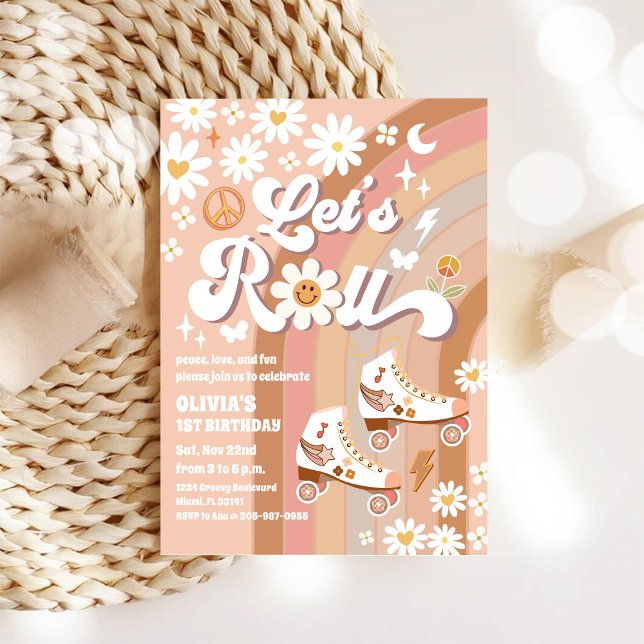 Convite de Aniversário de Patins Retrô (Criador carregado)