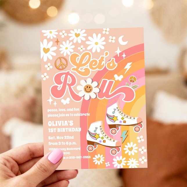 Convite de Aniversário de Patins Retrô (Criador carregado)