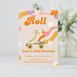 Convite de Aniversário de Patins Retrô para Menina