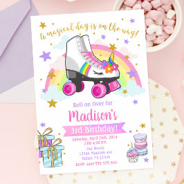 Convite de Aniversário de Patins Unicórnio