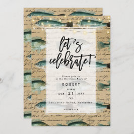 convite de aniversário de peixe antigo