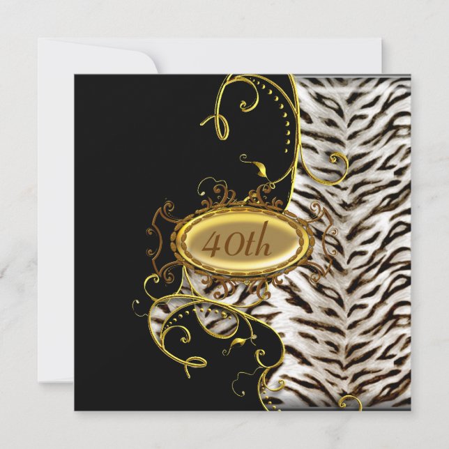Convite de aniversário de pele branco Tigre (Frente)