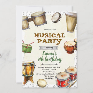 Convite de aniversário de percussão