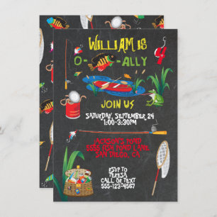 Convite de aniversário de pesca