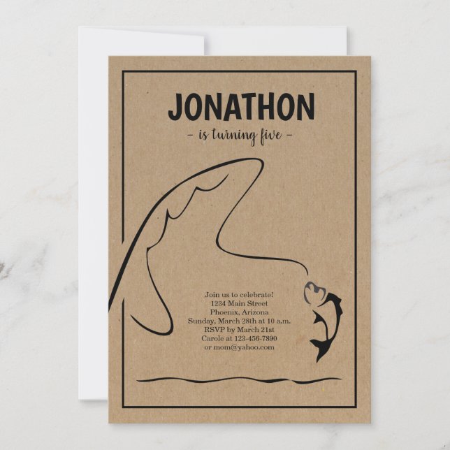 Convite de aniversário de pesca (Frente)