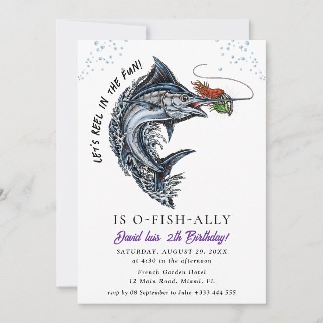 Convite de Aniversário de Pesca (Frente)