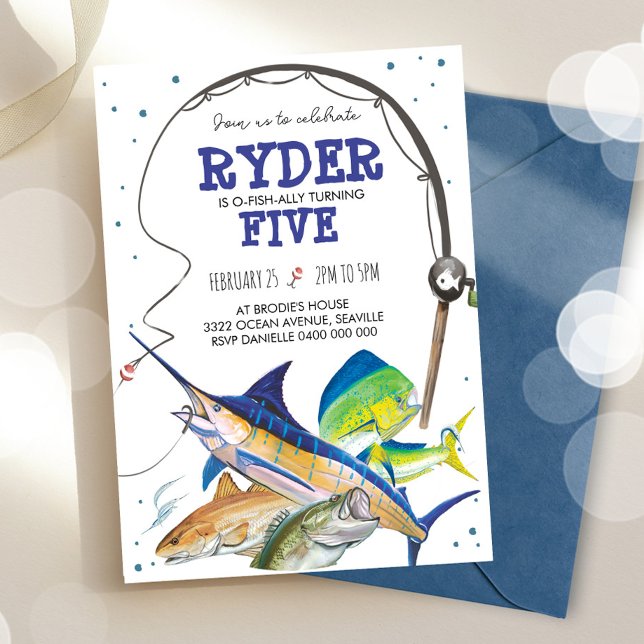 Convite de aniversário de pesca (Criador carregado)