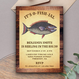 Convite de Aniversário de Pesca Adulto Rústico