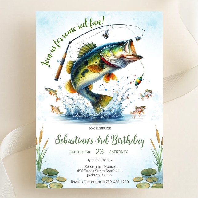 Convite de Aniversário de Pesca Divertida (Criador carregado)