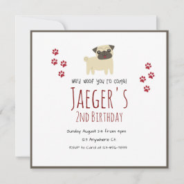 Convite de Aniversário de Pet Branco e Marrom