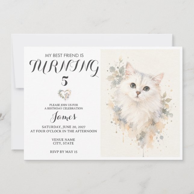 Convite de Aniversário de Pet em Aquarela (Frente)