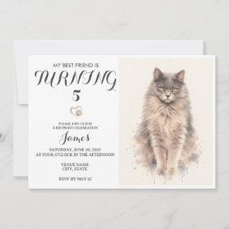 Convite de Aniversário de Pet em Aquarela